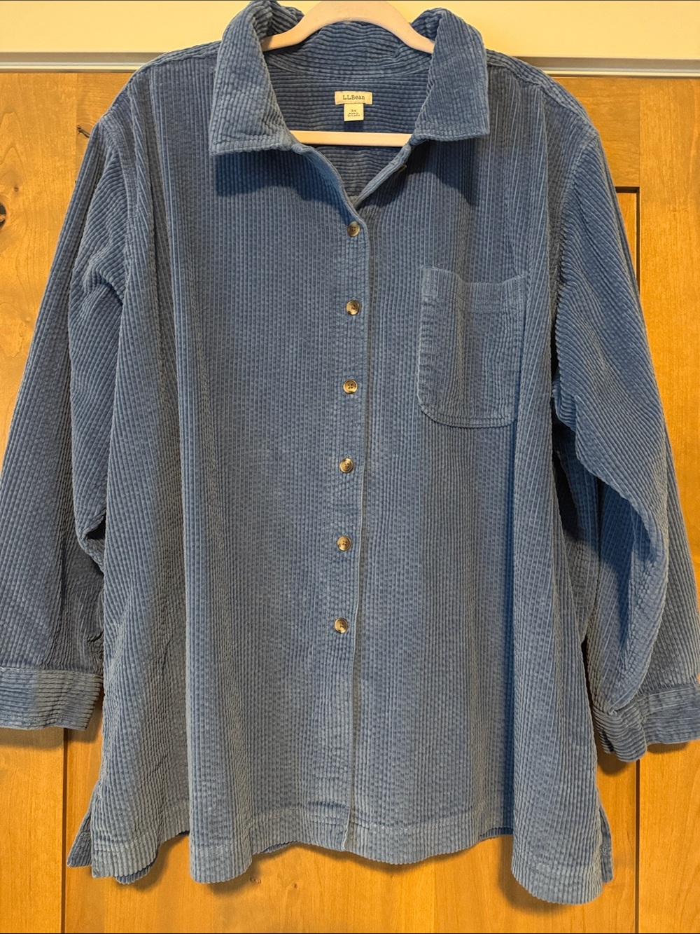 LL Bean Wide Whale Corduroy Shacket Shirt Jacket Womens 3X plus size blue thick